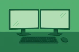 Twee beeldschermen naast elkaar