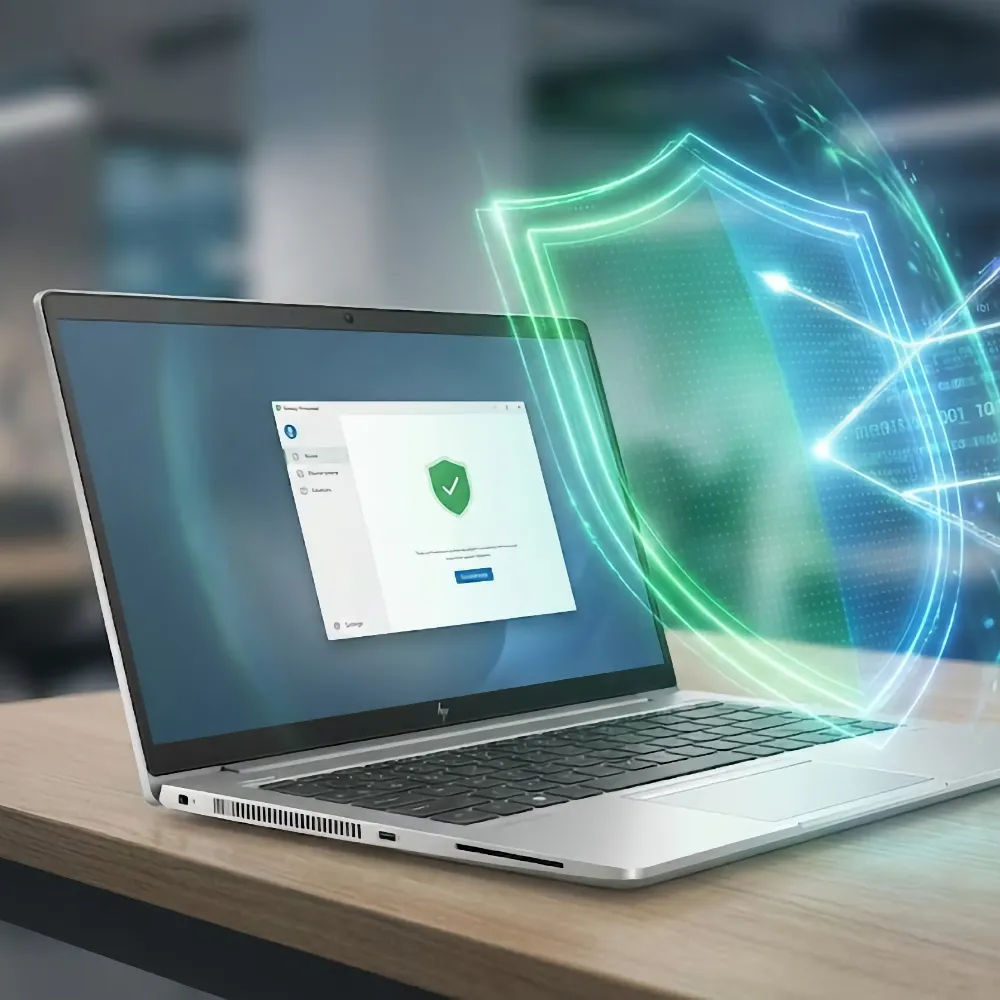 Privacyschild dat informatie op een laptop beschermt